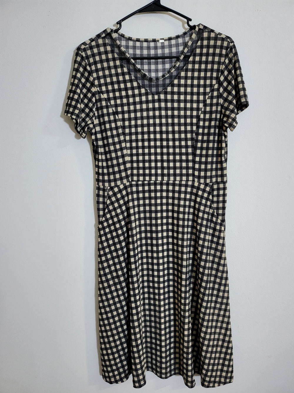 Black and Cream Gingham Short Sleeve Dress